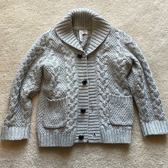 Janie and Jack Cable Shawl Collar Knit Cardigan Gray Heather Size 18-24 months - Picture 2 of 7